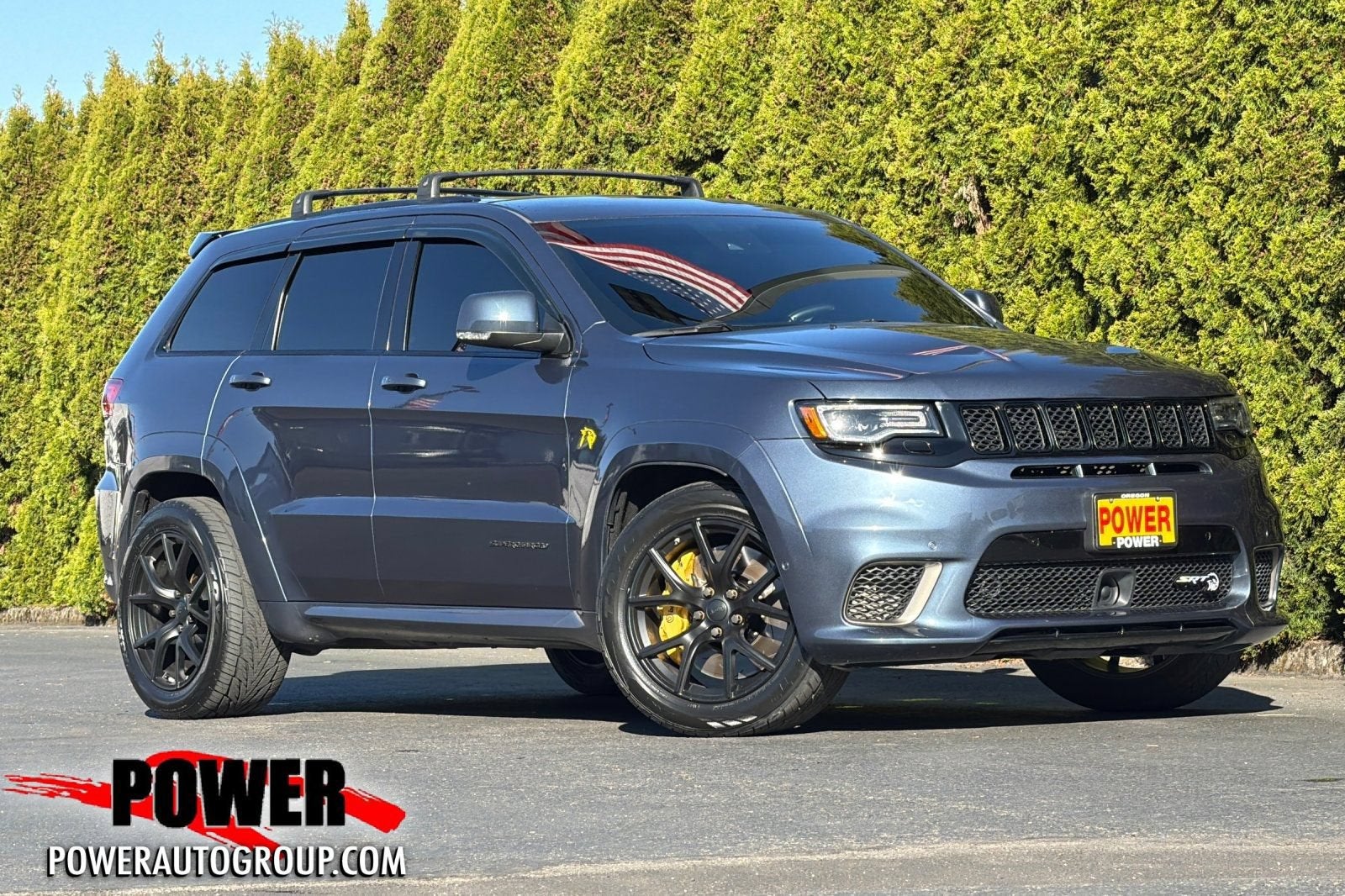 2021 Jeep Grand Cherokee Trackhawk in Slate Blue — front three-quarter view