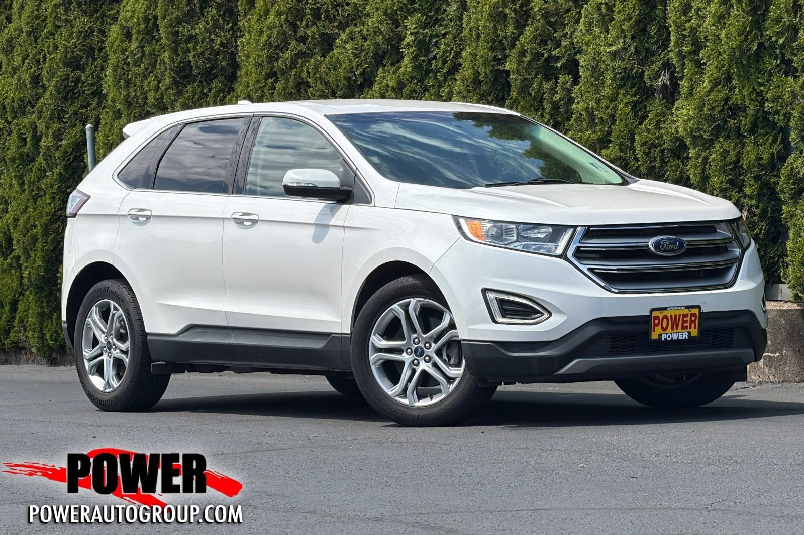 2017 Ford Edge Titanium in White — front three-quarter view