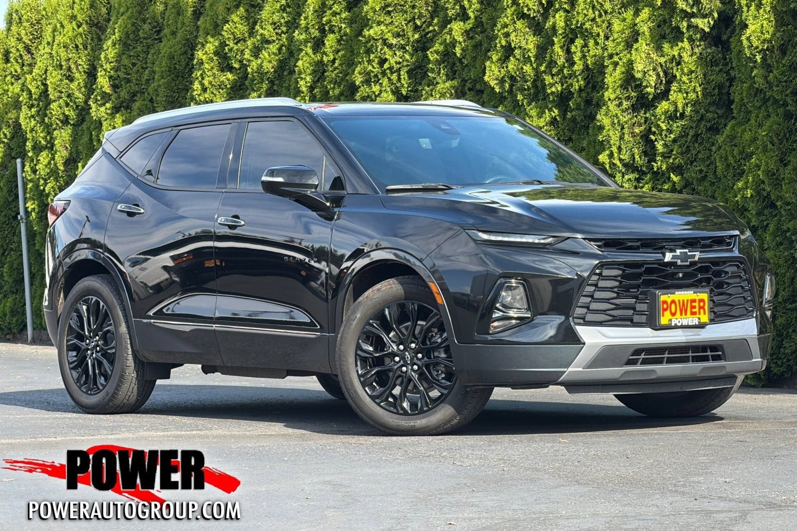 2022 Chevrolet Blazer Premier in Black — front three-quarter view