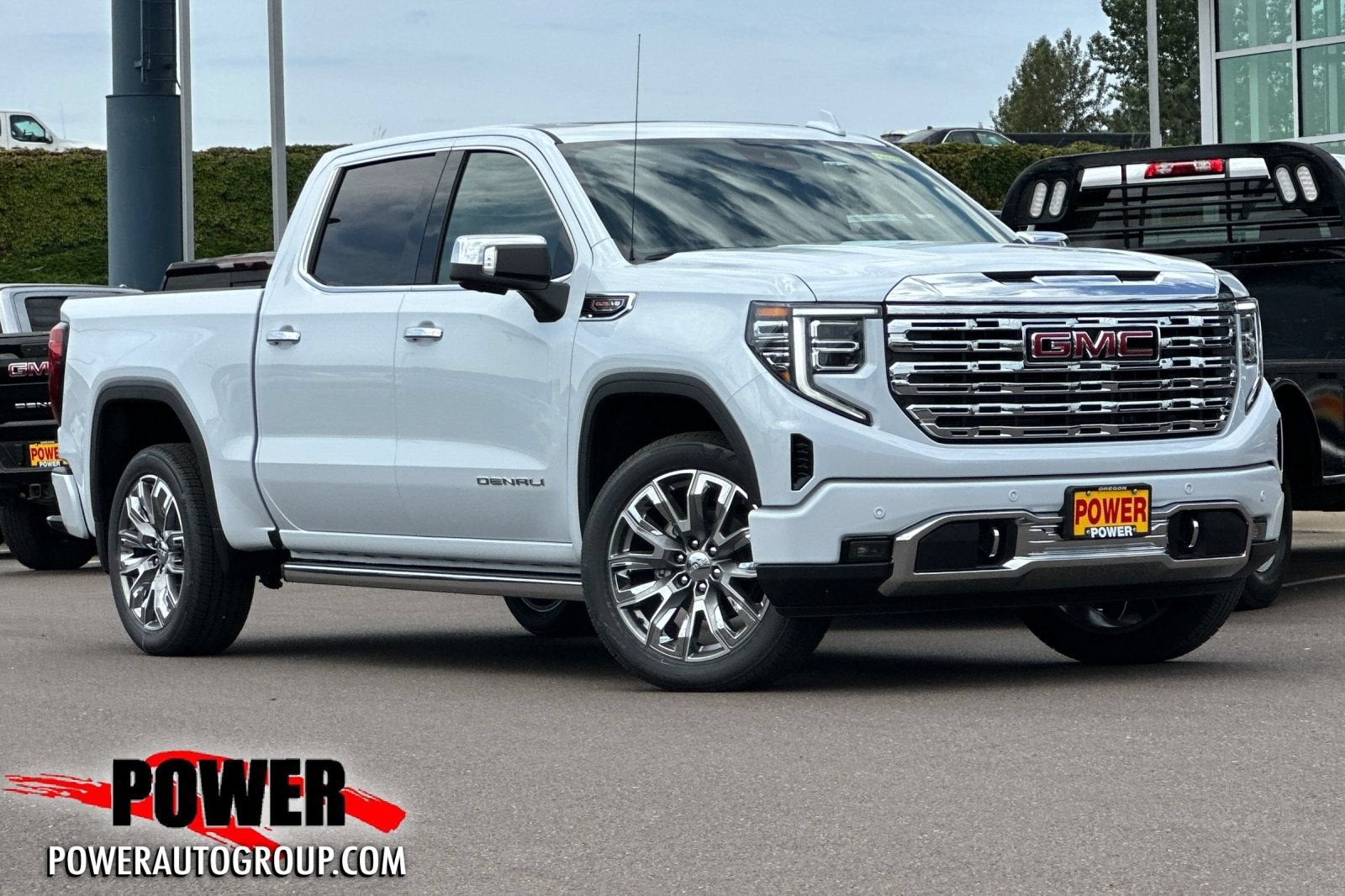 2026 GMC Sierra 1500 Denali in Glacier White Tricoat — front three-quarter view