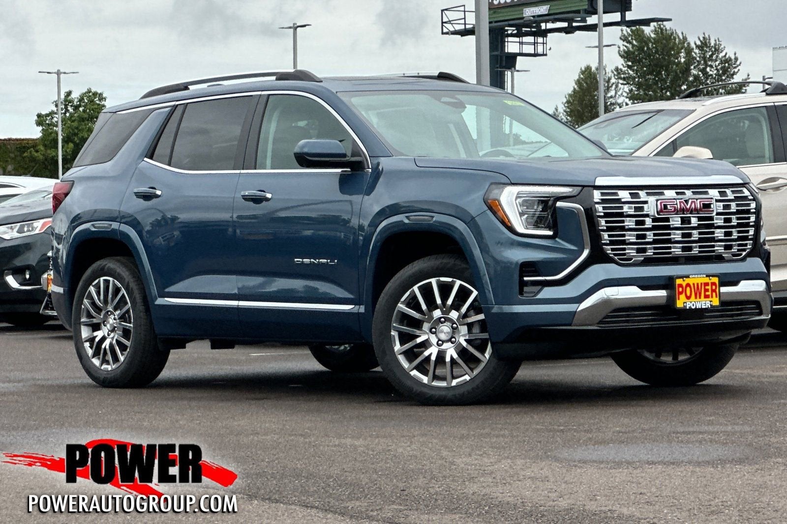 2026 GMC Terrain Denali in Downpour Metallic — front three-quarter view