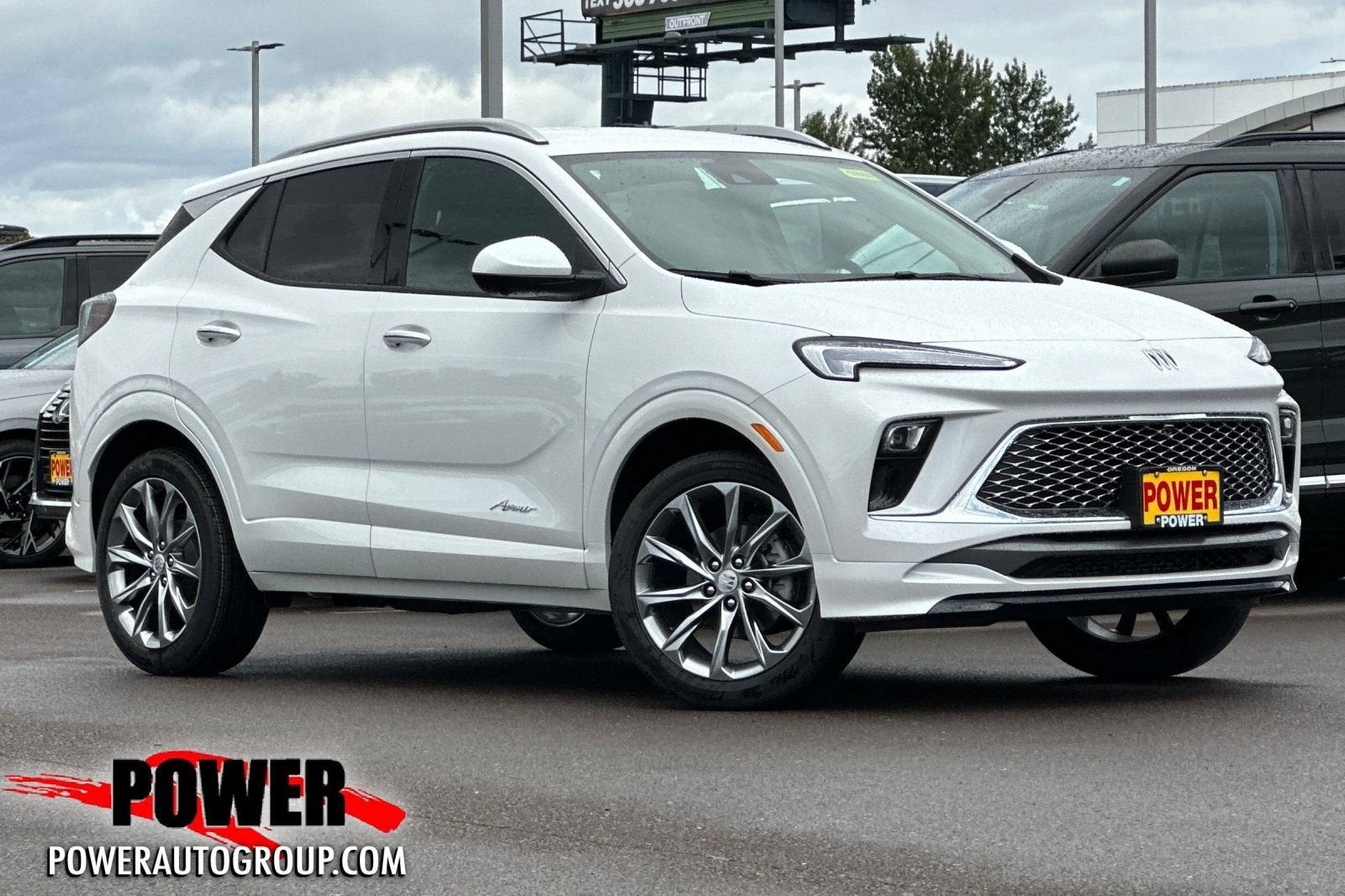 2026 Buick Encore GX Avenir in White Frost Tricoat — front three-quarter view