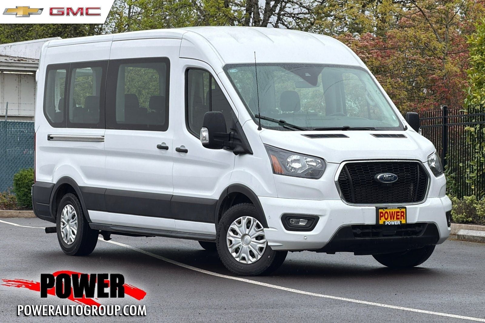 2023 Ford Transit-350 XLT in Oxford White — front three-quarter view