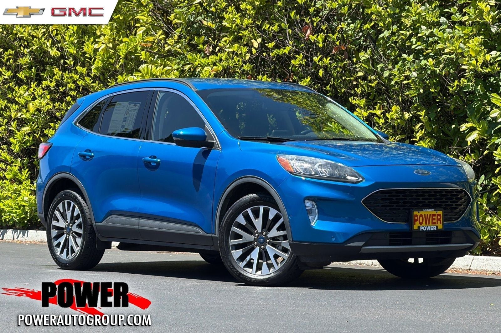 2020 Ford Escape Titanium in Blue Metallic — front three-quarter view