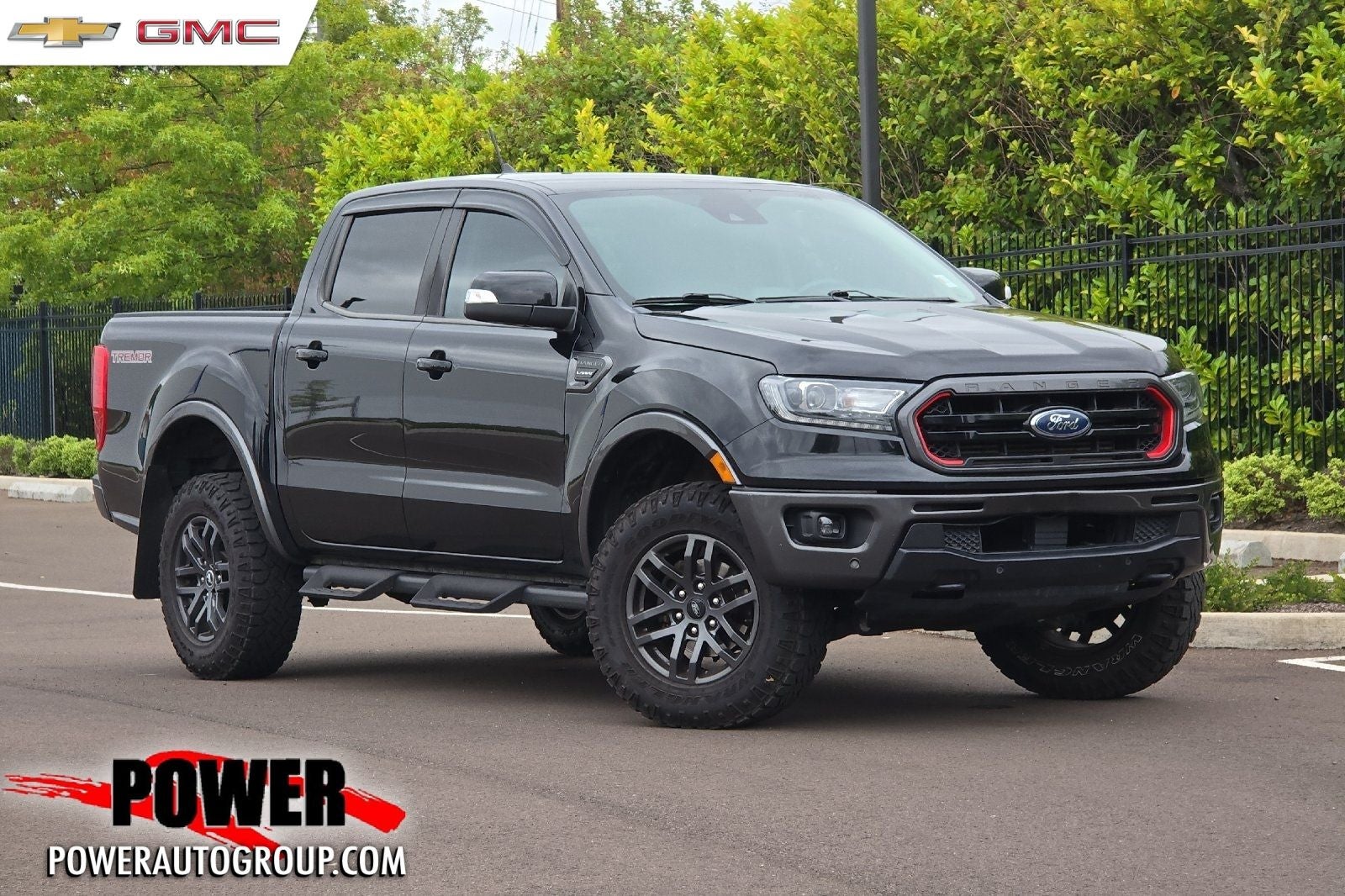 2021 Ford Ranger Lariat in Shadow Black — front three-quarter view