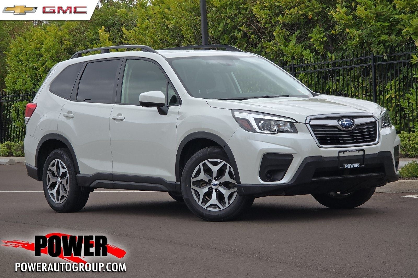 2020 Subaru Forester Premium in Crystal White Pearl — front three-quarter view