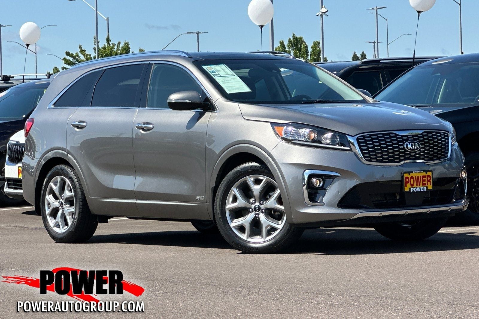2019 Kia Sorento SX in Titanium Silver — front three-quarter view
