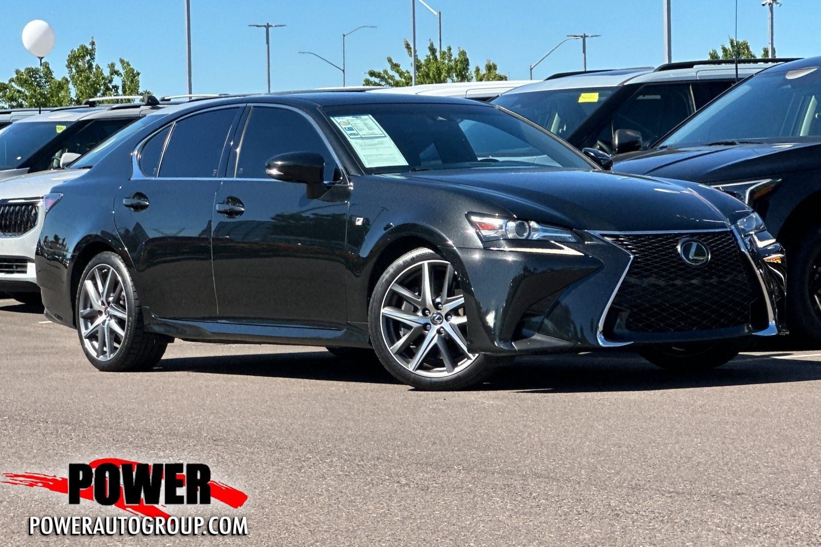 2018 Lexus GS 350 F Sport in Caviar — front three-quarter view
